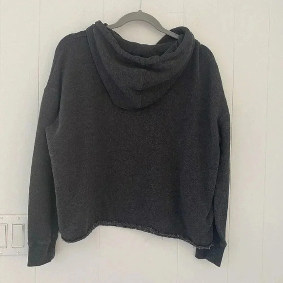Brandy Melville Women's Gray Cropped Distressed Hem Long Sleeve Hoodie Size OS - Picture 2 of 5